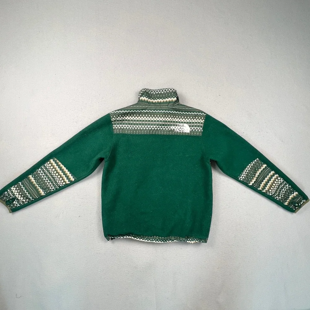The North Face Fleece Jacket Youth M 10/12 Green Geometric Pattern Denali Style